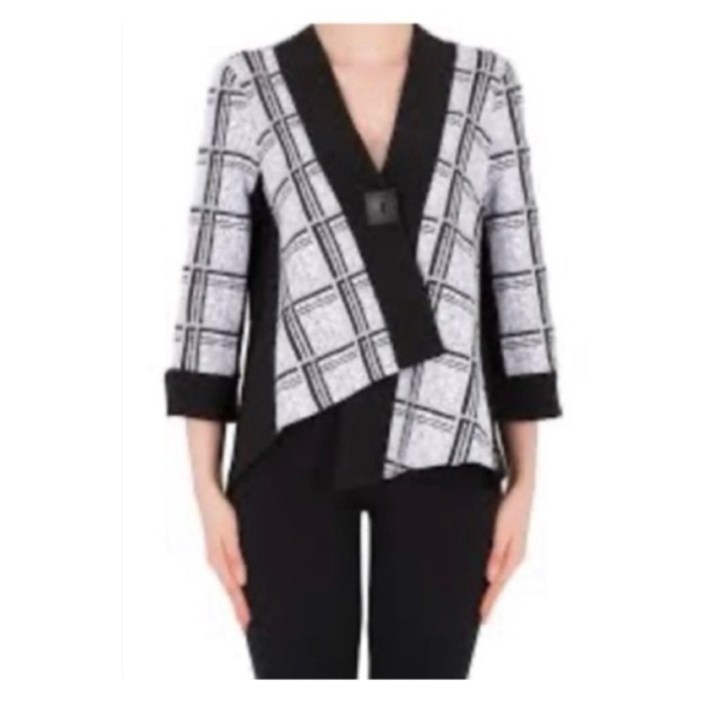 Joseph Ribkoff Check Asymmetric jacket NWT